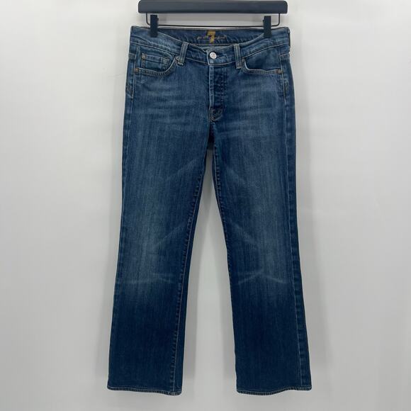 7 for all Mankind Boy Cut Jeans Womens 28 Blue Button Fly - Picture 2 of 9